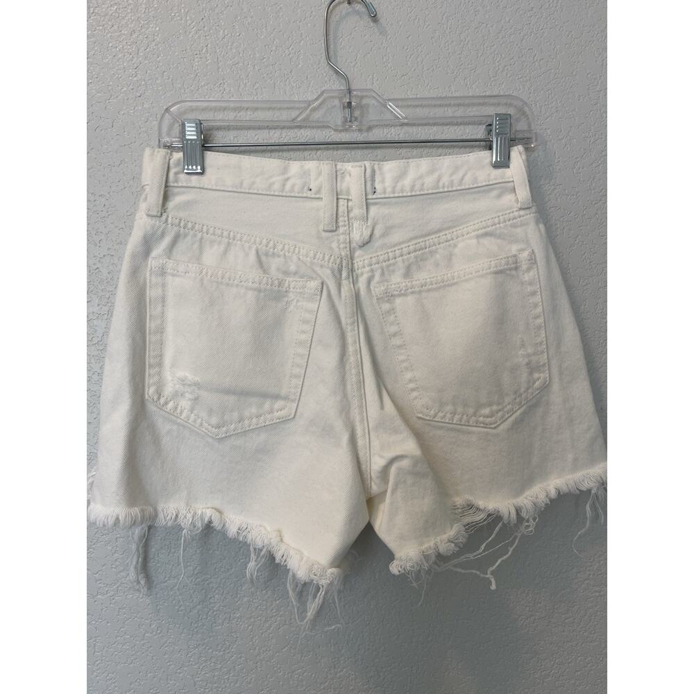Free People We The Free White Distressed Frayed High Rise Denim Shorts Women 27 - Picture 2 of 8